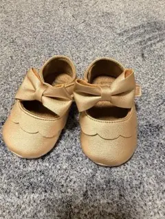 ゴールド リボン付き フォーマルシューズ