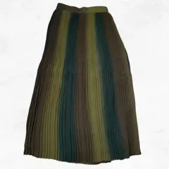 00's vintage ストライプ プリーツ ロングスカート ウエストゴム