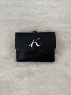 【キタムラ✨】二つ折り財布　ブラック　ベージュ　がま口　ゴールド金具