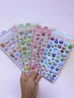 ぷくぷくシール3D立体シールボンボンドロップシール4枚セット