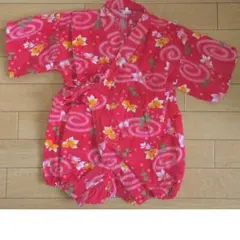 送料無料☆美品☆ちりめん甚平/浴衣☆女の子80cm