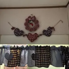 縦17✖️横193❤︎カントリー生地ブルーカフェカーテン
