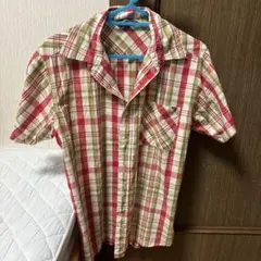 メンズ 半袖 シャツ Mサイズ 赤チェック