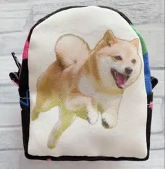 ハンドメイド　ミニミニリュック型ポーチ　柴犬　昇華転写プリント　うちの子