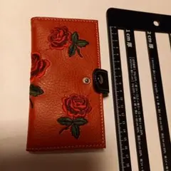 バラ刺繍オレンジ財布