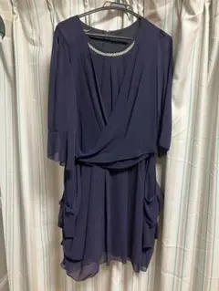 ネイビー ラップスタイル パーティードレス L