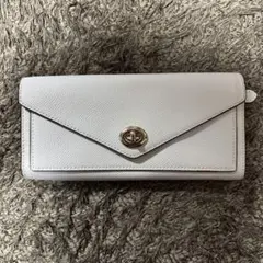 COACH コーチ 長財布 ターンロック ホワイト 白 レザー ゴールド金具
