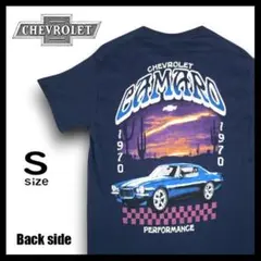 シボレー カマロ アメ車 モーター Tシャツ USA 古着 S ネイビー