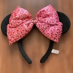 ミニーちゃん　ヒョウ柄　カチューシャ　ピンク