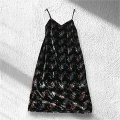 【ザラ】キャミソールワンピース 花柄 ベロア フェミニン Vネック S