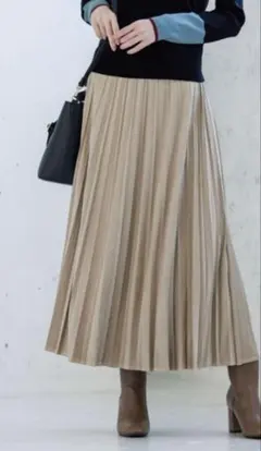 【美品】OPAQUE.CLIP スウェード　プリーツスカート　L ベージュ