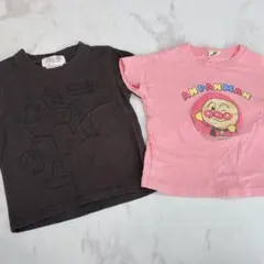 アンパンマン Tシャツ チャコールグレー　ピンク　半袖　夏服　95cm100cm