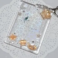 No.042トレカケース キーホルダー オレンジ 王冠 月 星