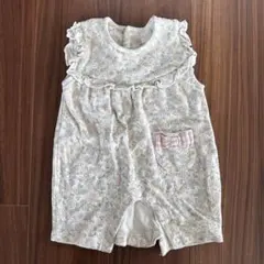 【美品】花柄 フリル ロンパース 80cm