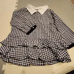 ギンガムチェック柄フリル付き長袖トップス