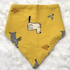 【美品】リバーシブルスタイ 動物モチーフ スナップボタン付き コットン100%