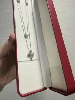 K18WG ダイヤモンド 十字架ネックレス