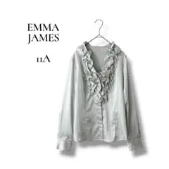EMMA JAMES フォーマル　長袖シャツ　フロントフリル　グレー　Lサイズ