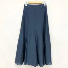タグ付 Andemiu ボイルマーメイドスカート フレアスカート 無地 紺 S
