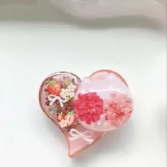 レジン ヘアゴム ゴールドハートと海デザイン ミルキーピンク◡̈