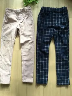 お得な2枚セット★120 devirock、GU ストレッチパンツ