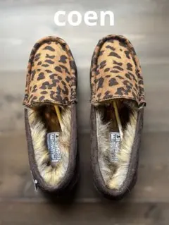 新品　coen レオパード　ファーモカシン Sサイズ