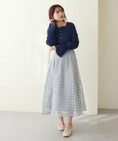 【新品未使用】natural couture＊オーガンジーシアーチェックスカート