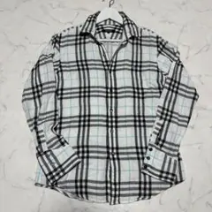 美品　バーバリーブラックレーベル　長袖シャツ　ガーゼ生地　ノバチェック　ホワイト