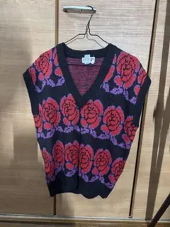 Licorice バラ柄 ニットベスト Lサイズ