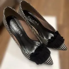 Diana チェック、千鳥柄パンプス