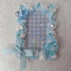 トレカケース ホイップデコ ♡水色×リボン