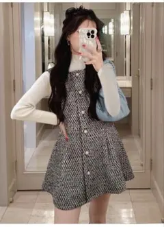 ツイードペプラムベスト[pm489]