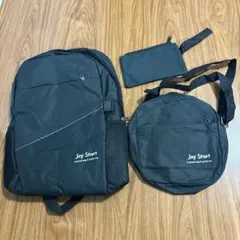 リュック　バックパック　ショルダーバッグ ポーチ　3点セット　ブラック　黒