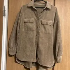 コーデュロイ　ミニ丈ワンピ　羽織もの　秋服