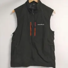 ほぼ　新品　モンベル　トレッキングベスト　防風　撥水　メッシュ　ナイロン　緑　Ｍ