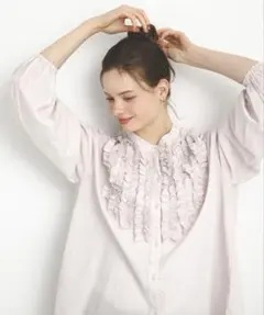 エアリーコットンフリルシャツブラウス