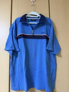 Polo ハーフジップ ポロシャツ ブルー Lサイズのサムネイル