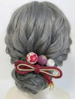 お祭り　髪飾り　七五三　和玉　玉簪　玉飾り　玉かんざし　飾り紐　手毬　c49