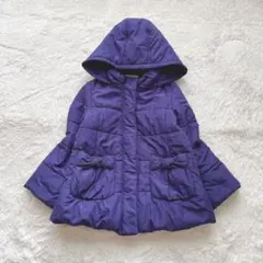 組曲 KUMIKYOKU 中綿ダウンコート リボン フード パープル 紺 130