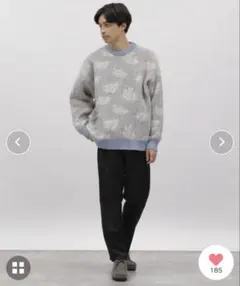 美品 LAKOLE ラコレ フラワージャガードプルオーバー セーター メンズ M