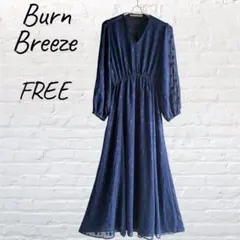 Burn Breeze シアー ワンピース ネイビー 星柄 長袖 FREE