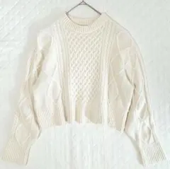 【美品】Mila Owen HAMILTONウール短丈ケーブルニット S