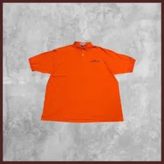 US古着 JERZEES 企業 刺繍ロゴ ポロシャツ半袖 オレンジ 2XLサイズ
