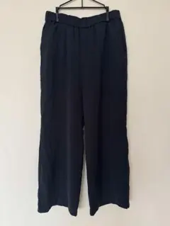 ネイビー ワイドパンツ ゴムウエストサイズ44