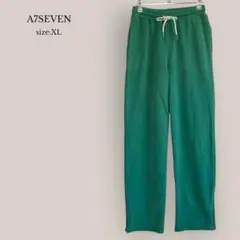 A7SEVEN スウェットパンツ　ハイウエスト　グリーン　大きいサイズ　ゴム
