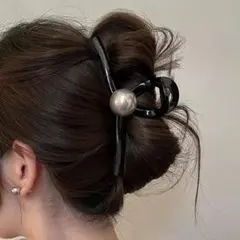 パール付き ブラック バンスクリップ