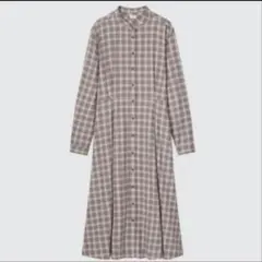 ユニクロ ソフトフランネルフレアシャツワンピース L