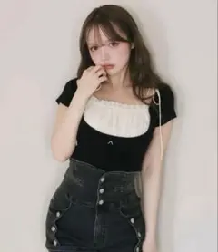 andmary Dorothy heart tops ブラック ANDMARY Dorothy heart tops black - メルカリ
