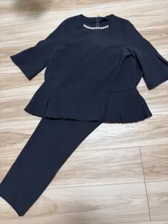 美品　ルイルエブティック　サイドプリーツパールトップスパンツセットアップ　M