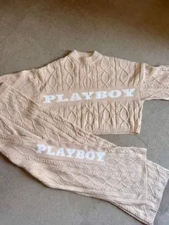 PLAYBOY x MISSGUIDED ニットセットアップ ベージュ系 美品のサムネイル